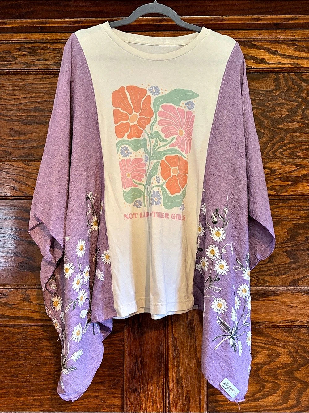 Not Like Other Girls Floral Embroidered Tunic in Purple & White